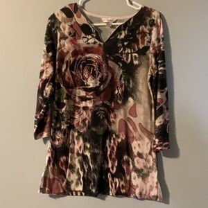 Christopher & Banks Size Large Floral Patterned Women's Top